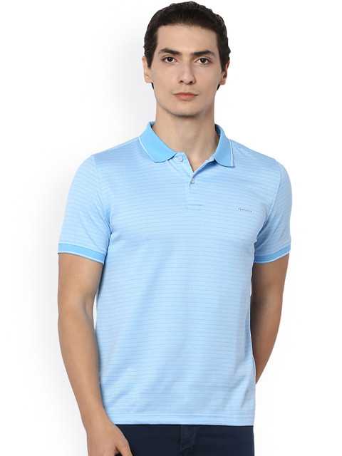 

Van Heusen Men Blue Striped Polo Collar T-shirt