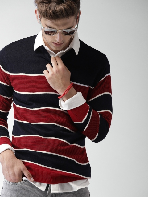 

Harvard Men Navy & Red Striped Pullover, Navy blue
