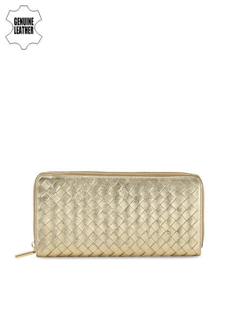 

Eske Women Gold-Toned Checked Leather Wallet