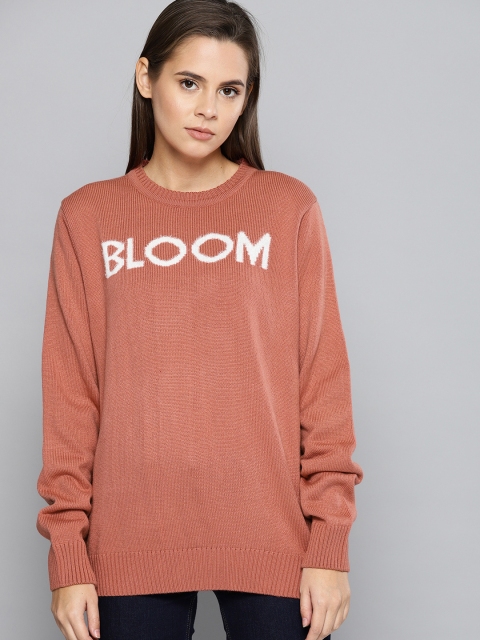 

Chemistry Women Rust Pink Self-deisgn Pullover Sweater
