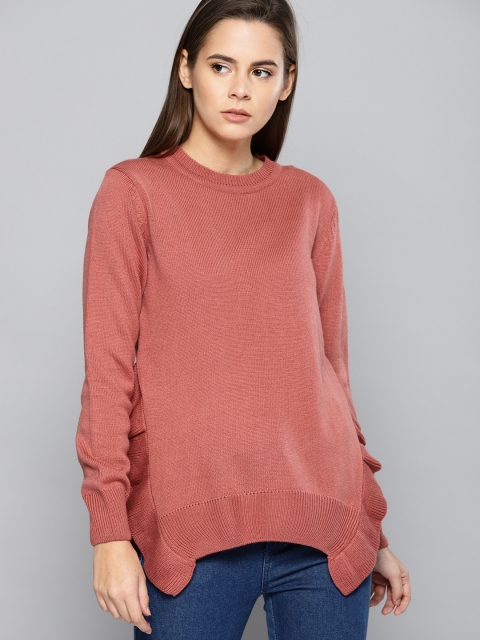 

Chemistry Women Rust Pink Solid Pullover Sweater