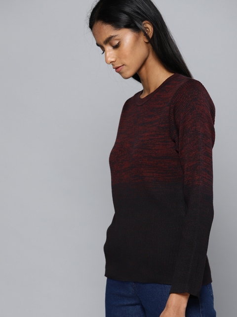 

Chemistry Women Maroon & Black Ribbed Pullover