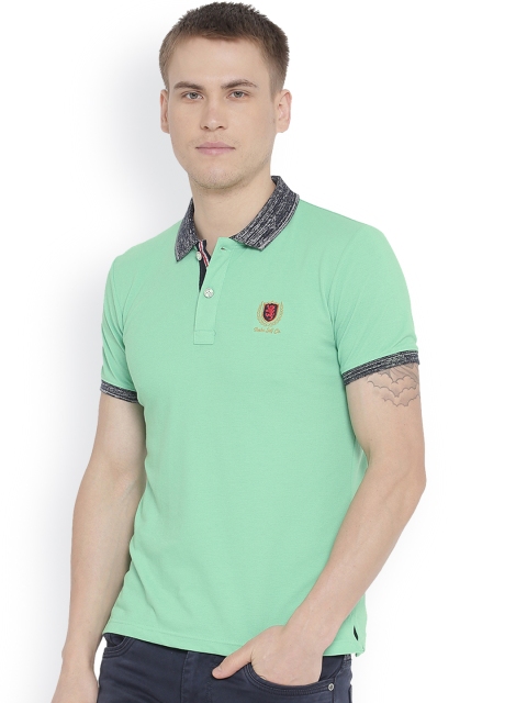 

Duke Men Green Solid Polo Collar T-shirt