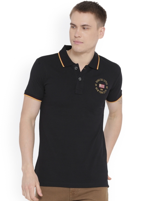 

Duke Men Black Solid Polo Collar T-shirt