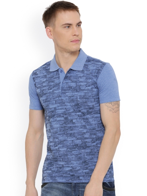 

Duke Men Blue Printed Polo Collar T-shirt