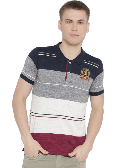 

Duke Men Multicoloured Striped Polo Collar T-shirt, Multi
