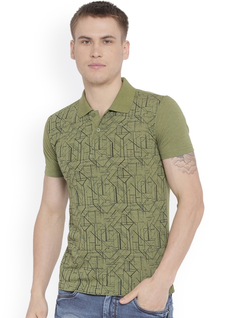 

Duke Men Green Printed Polo Collar T-shirt