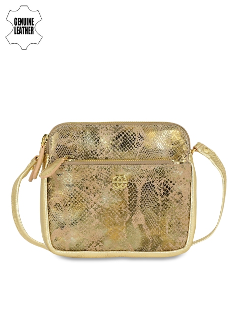 

Eske Women Gold Printed Leather Sling Bag