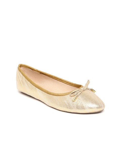 

Carlton London Women Gold-Toned Solid Ballerinas with Bow Detail