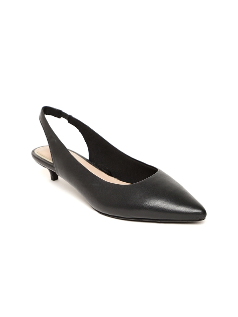 

Carlton London Women Black Solid Leather Pumps