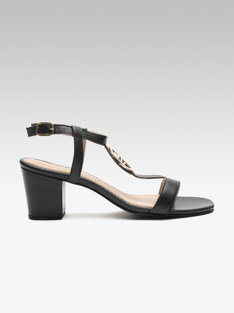 

Carlton London Women Black Leather Solid Heels