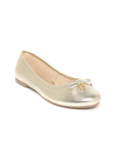 

Carlton London Women Gold-Toned Solid Leather Ballerinas