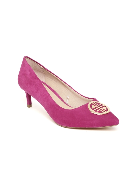 

Carlton London Women Magenta Leather Solid Pumps