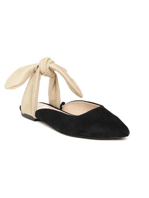 

Carlton London Women Black & Beige Solid Suede Flats