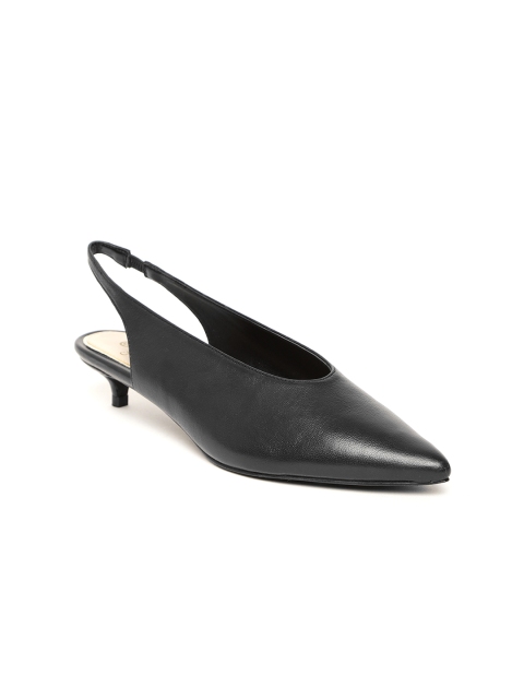 

Carlton London Women Black Leather Solid Pumps