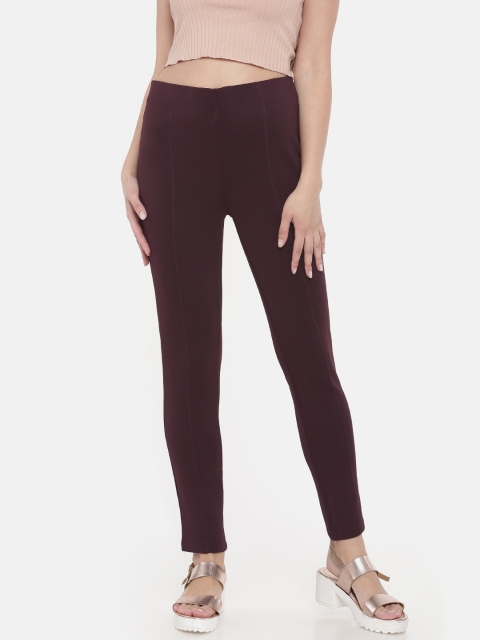 

Go Colors Women Burgundy Regular Fit Treggings