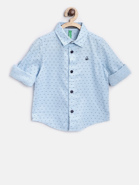 

United Colors of Benetton Boys Blue Regular Fit Printed Casual Shirt