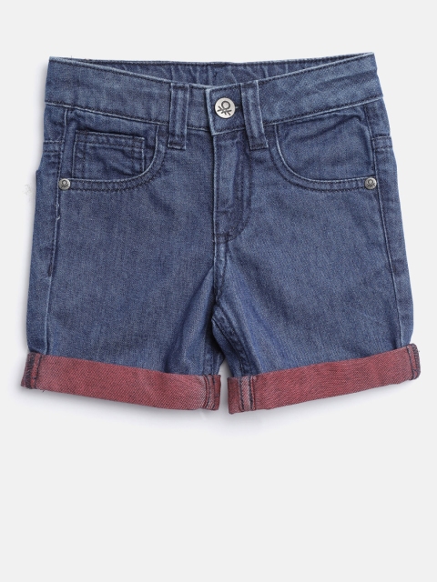 

United Colors of Benetton Boys Navy Blue Solid Regular Fit Denim Shorts