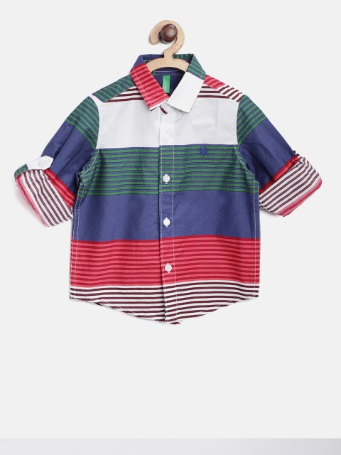 

United Colors of Benetton Boys Multicoloured Regular Fit Striped Casual Shirt, Multi
