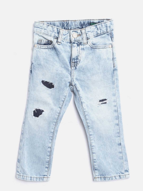 

United Colors of Benetton Boys Blue Mid-Rise Low Distress Jeans