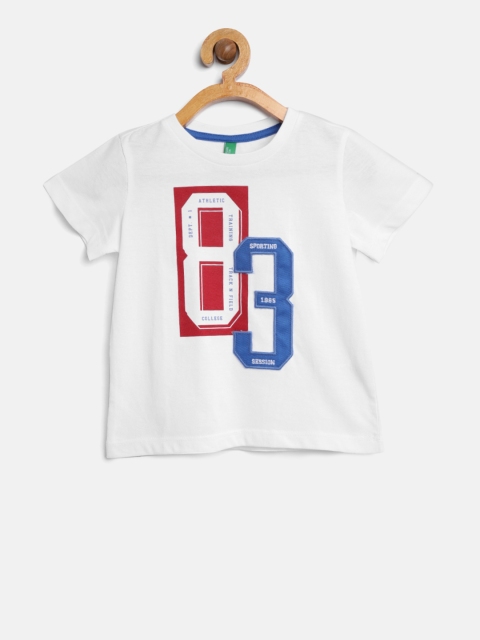 

United Colors of Benetton Boys White Printed Round Neck T-shirt
