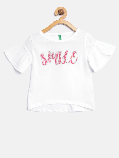 

United Colors of Benetton Girls White Printed Detail Top