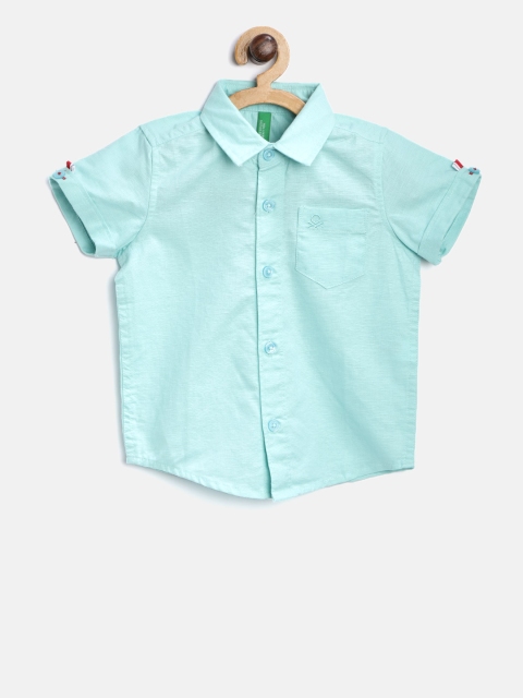 

United Colors of Benetton Boys Mint Green Regular Fit Solid Casual Shirt