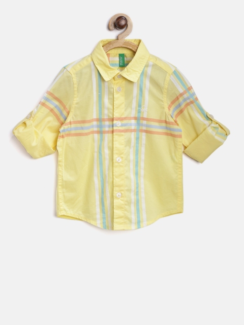 

United Colors of Benetton Boys Yellow Regular Fit Checked Casual Shirt