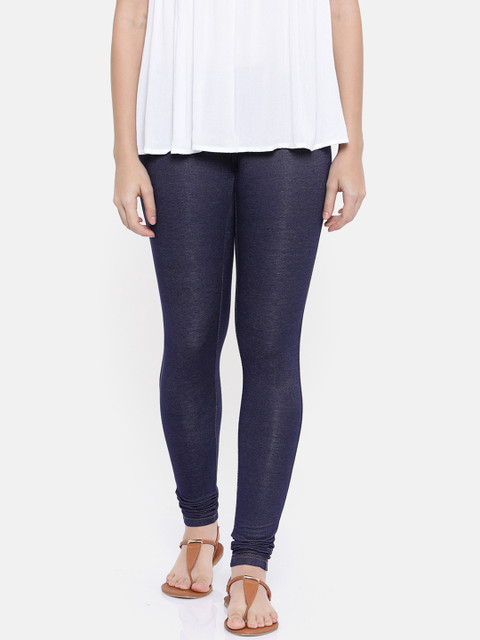 

Go Colors Women Blue Solid Churidar Length Leggings