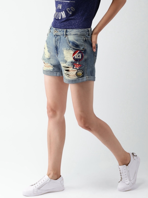 

Superdry Women Blue Washed Regular Fit Denim Shorts