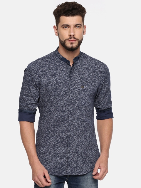 

Peter England Casuals Men Blue Tailored Fit Printed Casual Shirt