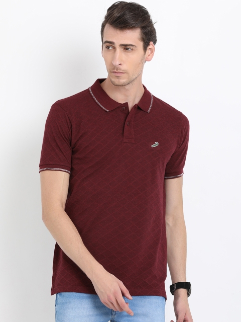 

Crocodile Men Maroon Solid Polo Collar Slim Fit T-shirt