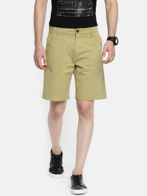 

Pepe Jeans Men Khaki Solid Slim Fit Regular Shorts