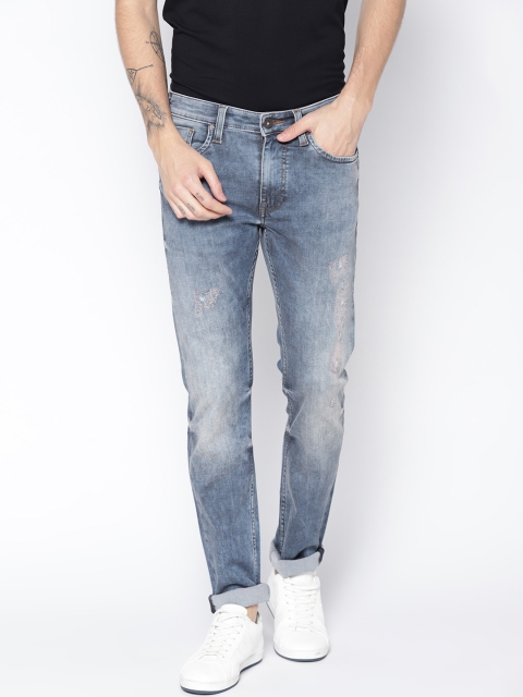 

Pepe Jeans Men Blue Vapour Slim Fit Mid-Rise Mildly Distressed Stretchable Jeans