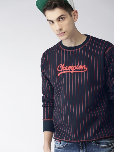 

Harvard Men Navy Blue & Red Striped Sweatshirt