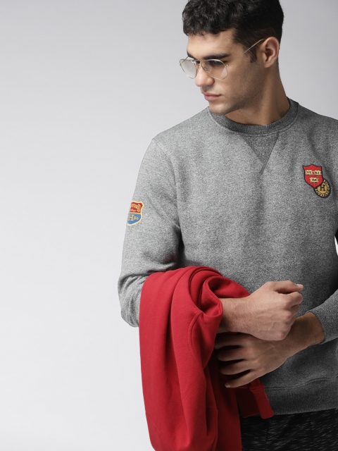 

Harvard Men Grey Solid Sweatshirt