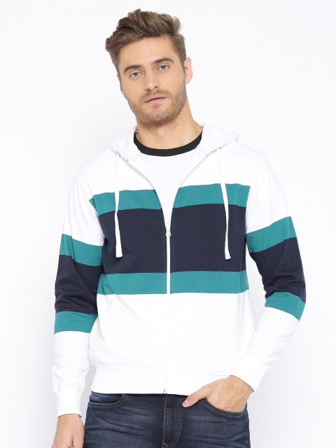 

Harvard Men White Colourblocked Hooded Sweatshirt