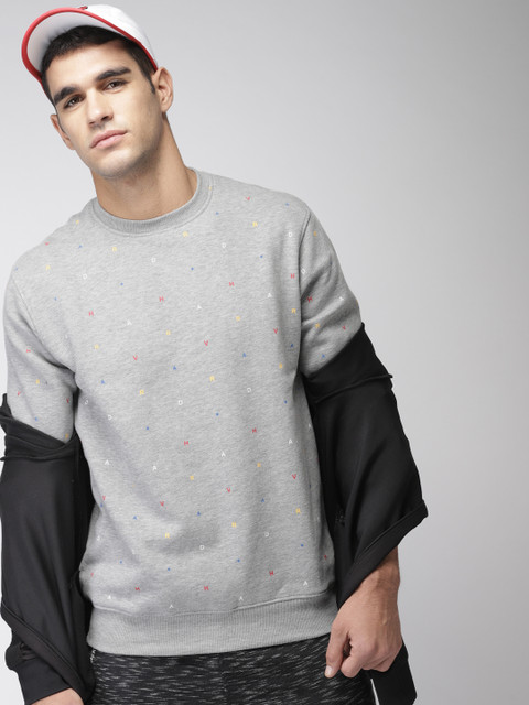 

Harvard Men Grey Melange Printed Sweatshirt