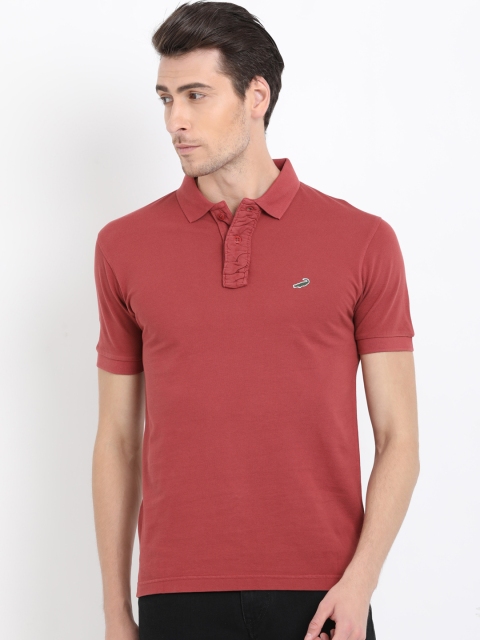 

Crocodile Men Rust Red Solid Round Neck T-shirt