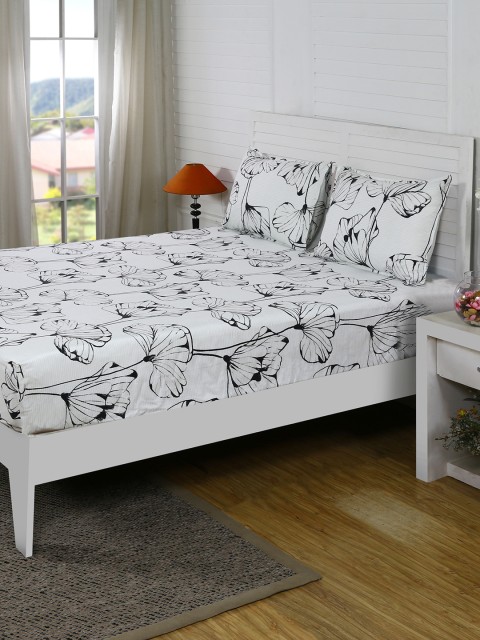 

MASPAR White 210 TC Cotton Fine Queen Bedsheet with 2 Pillow Covers