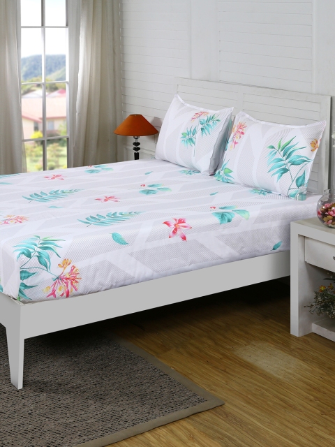 

MASPAR White 210 TC Cotton Fine Queen Bedsheet with 2 Pillow Covers