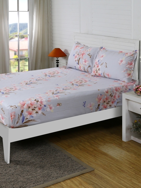 

MASPAR Grey 210 TC Cotton Fine Queen Bedsheet with 2 Pillow Covers