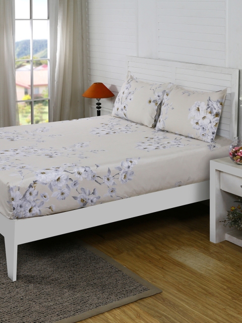 

MASPAR Beige 210 TC Cotton Fine Queen Bedsheet with 2 Pillow Covers