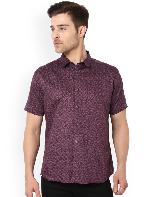 

V Dot Men Purple Slim Fit Printed Casual Shirt