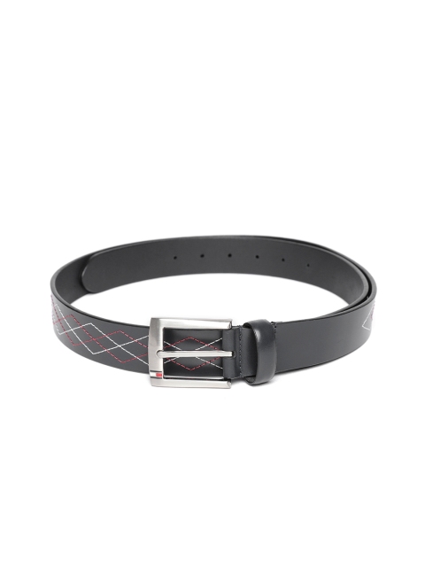 

Tommy Hilfiger Men Navy Blue Self-Design Leather Belt