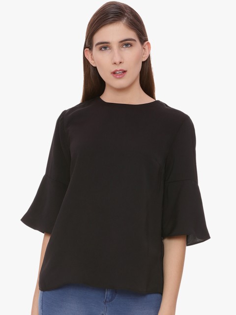 

Van Heusen Woman Black Solid A-Line Top