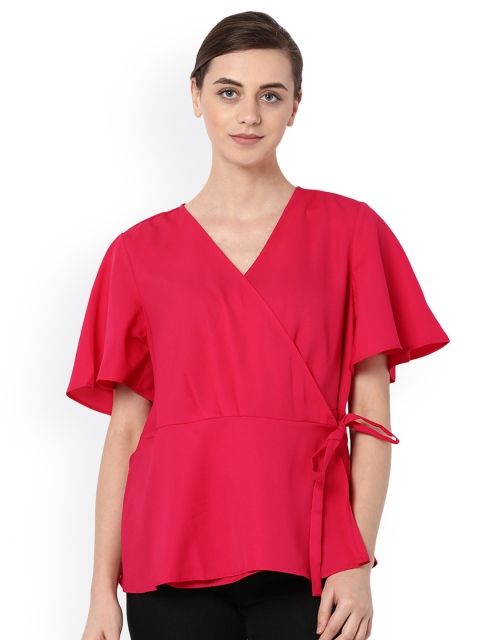 

Van Heusen Woman Pink Solid Wrap Top