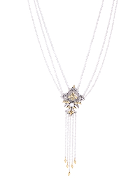 

Studio Voylla Silver-Toned & Gold-Toned Brass Silver-Plated Oxidised Necklace
