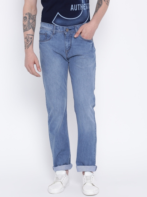 

FEVER Men Blue Straight Fit Mid-Rise Low Distress Jeans