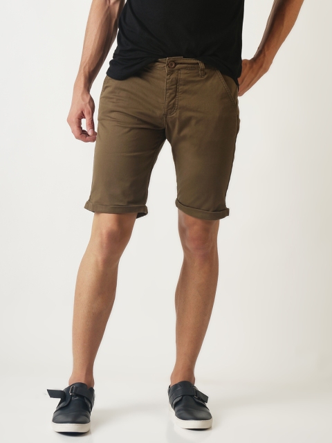 

Blue Saint Men Brown Solid Slim Fit Chino Shorts